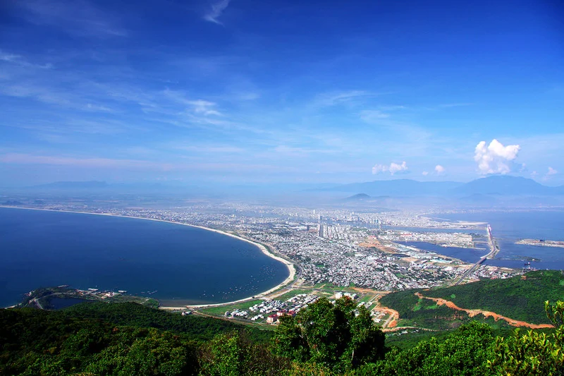 Da Nang beach in clear weather showing blue sky and calm South China Sea