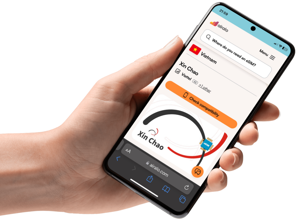 Airalo app showing a Vietnam eSIM plan on a phone