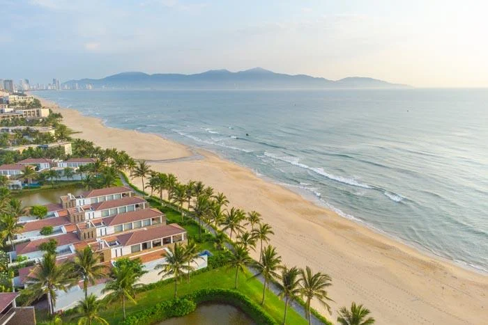 Melia Vinpearl Da Nang beachfront resort aerial view