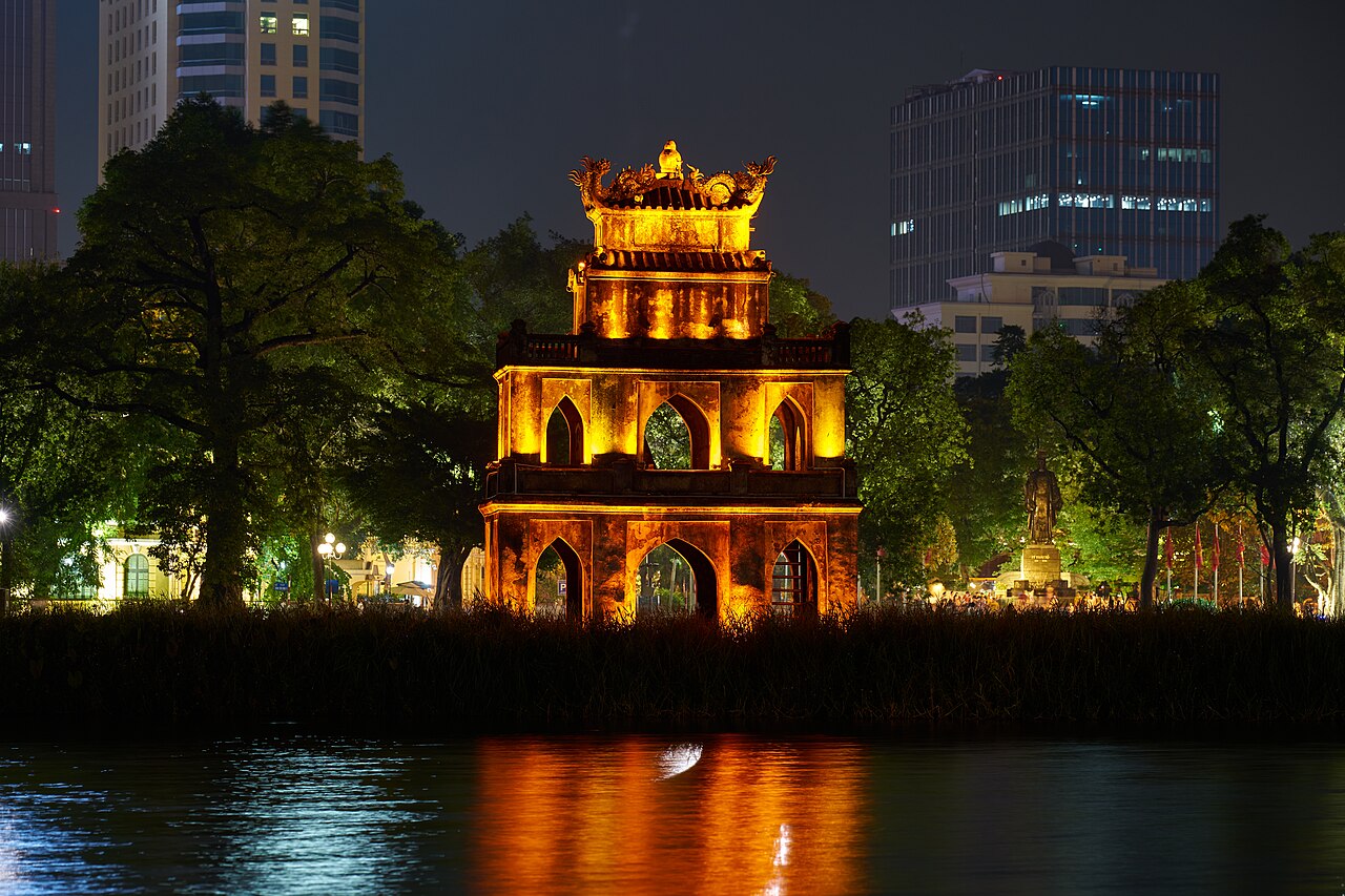 Hoan Kiem Lake in the heart of Hanoi's Old Quarter with Ngoc Son Temple