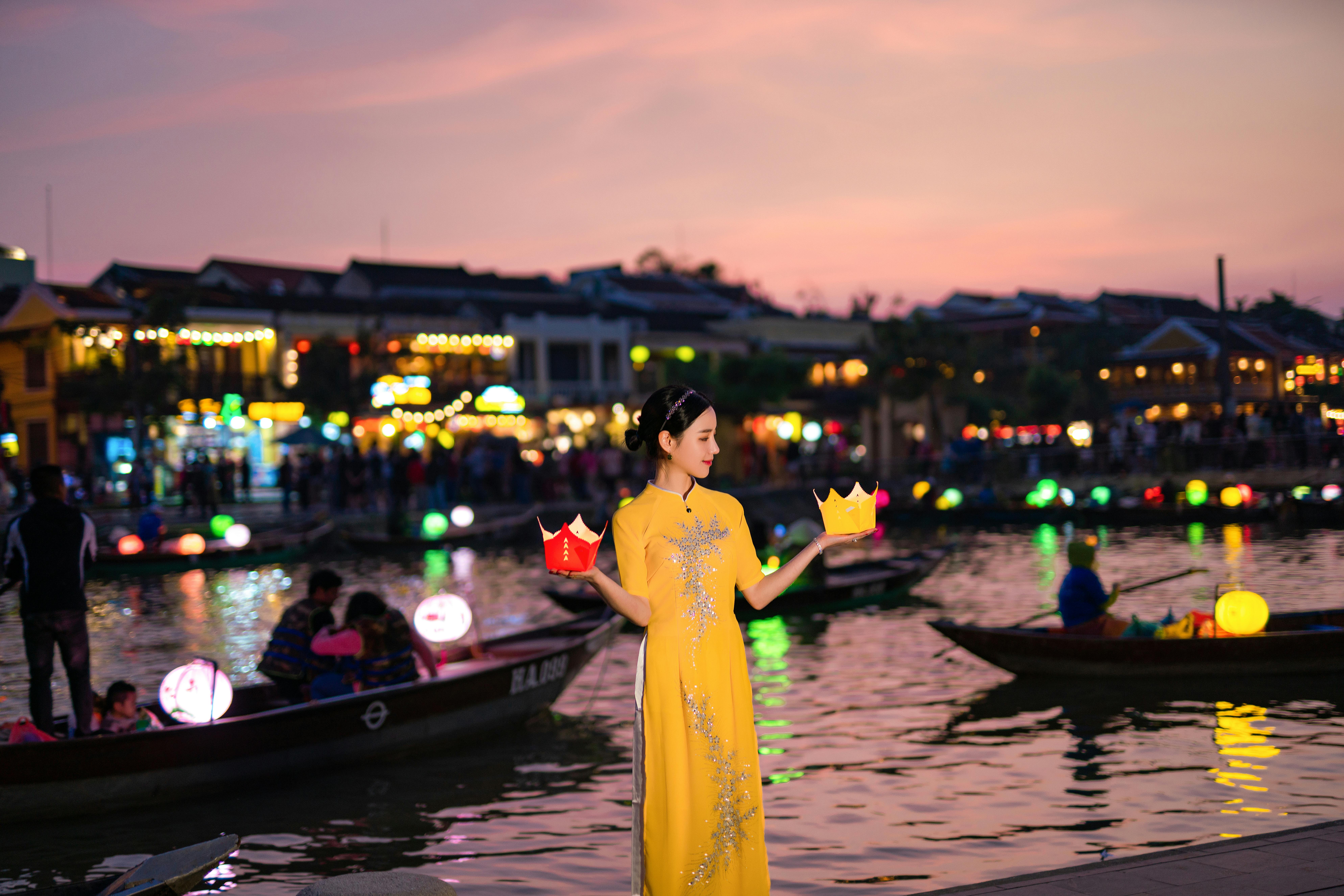 Hoi An Ancient Town at night with lanterns and river reflections