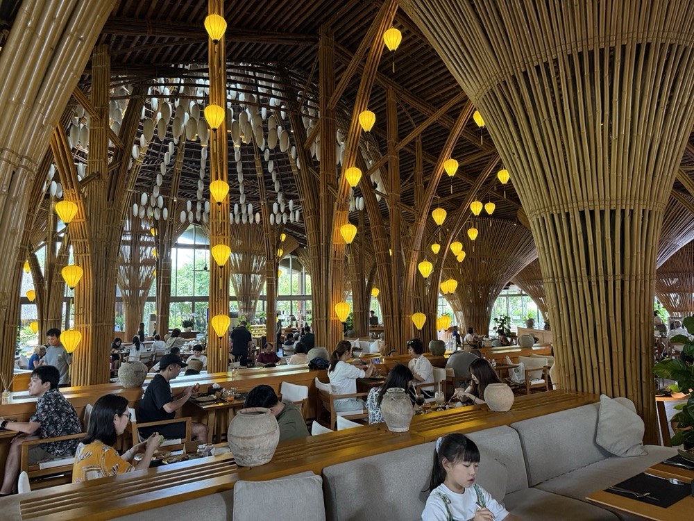 Naman Retreat exterior, bamboo architecture near Non Nuoc Beach