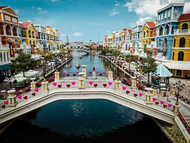Grand World Phu Quoc Venice canal colourful buildings gondola