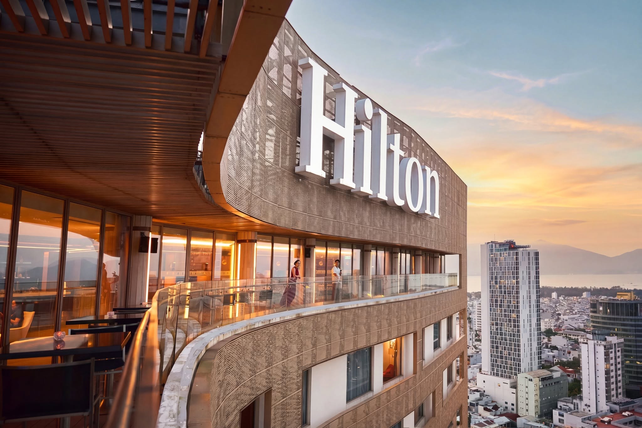 Hilton Da Nang rooftop pool with river views